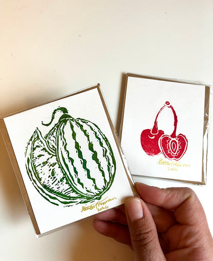 Mini Persian Garden Fruit Lino Prints (single,4 Pack or 5 pack Available)