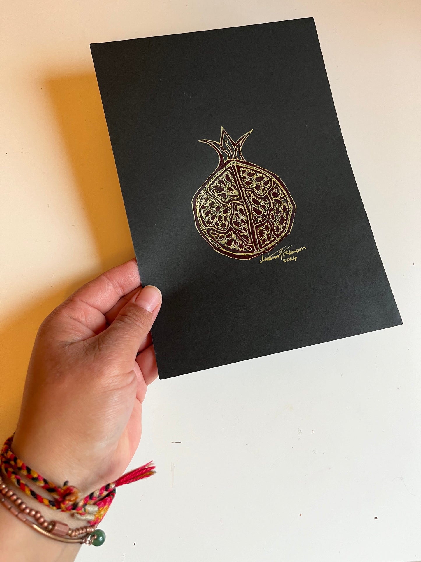 Hand Finished Persian Garden Fruits Lino Prints