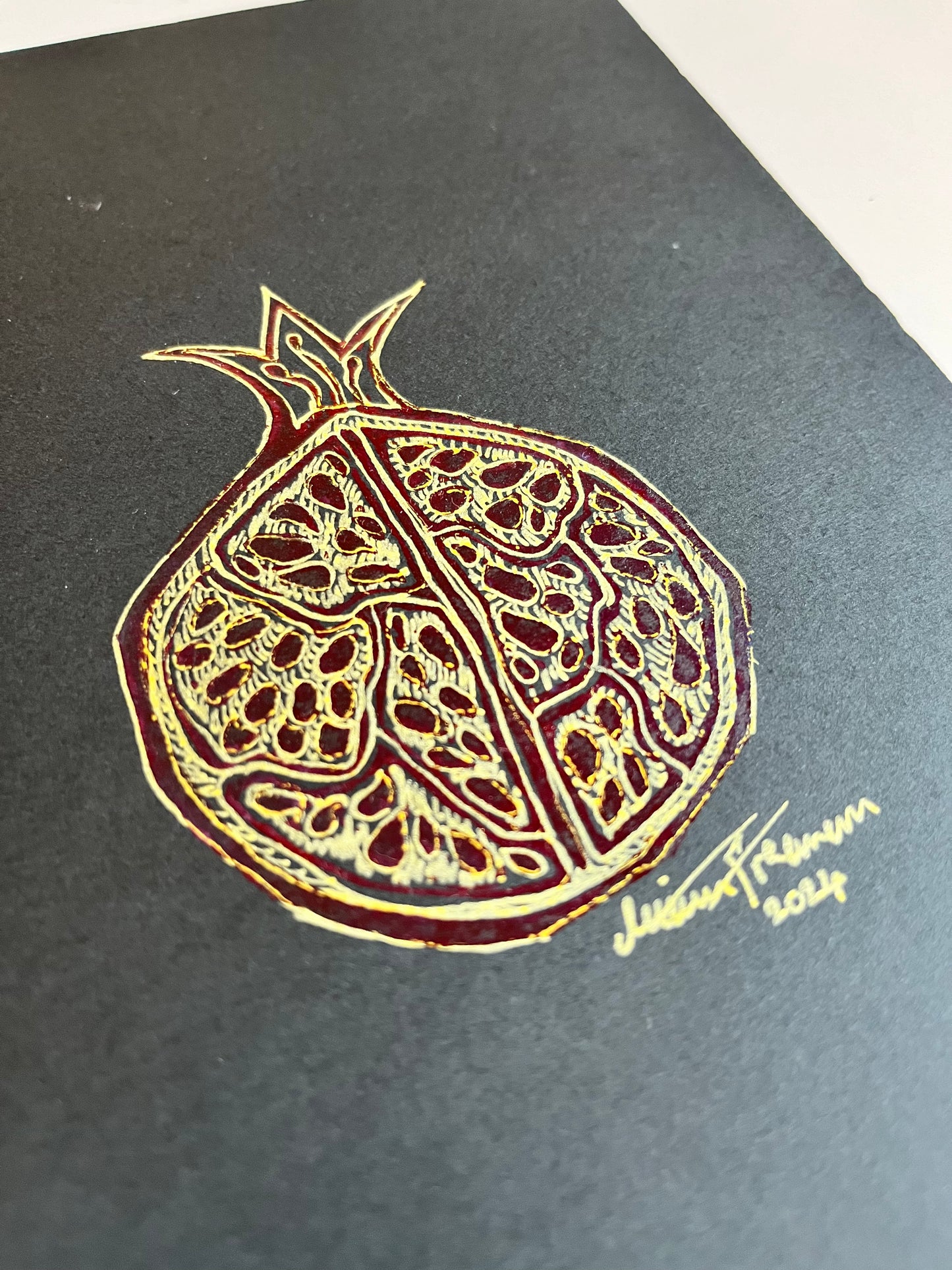 Hand Finished Persian Garden Fruits Lino Prints